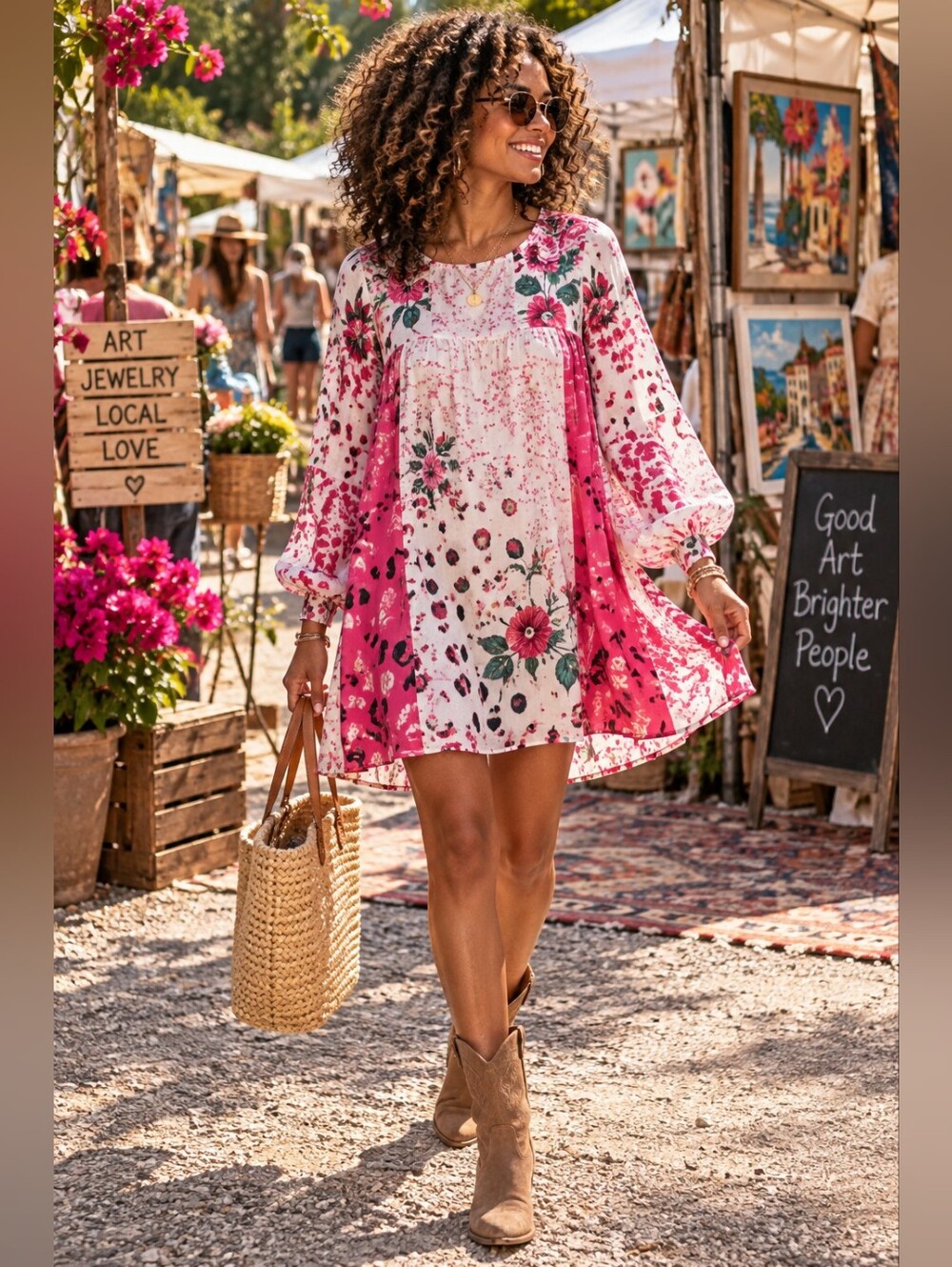 Umgee The Identical Dress, Rose-Fuchsia size small